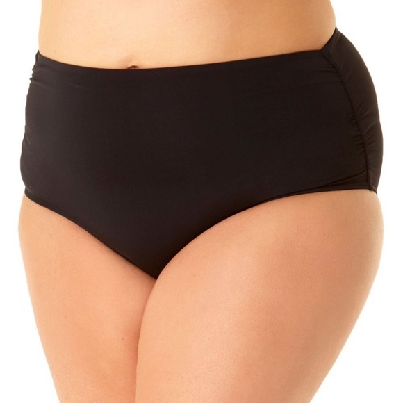 Anne Cole Plus High Waist Shirred Swim Bottom 20W - Picture 3 of 5